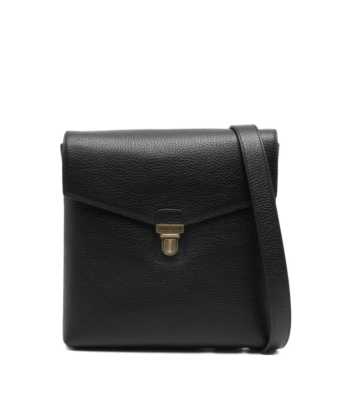 EMPORIO ARMANI Черная кожаная сумка на плечо, фото 1