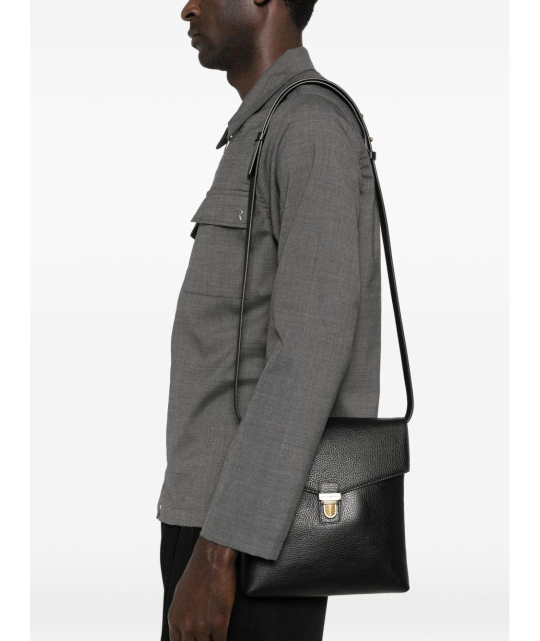 EMPORIO ARMANI Черная кожаная сумка на плечо, фото 5