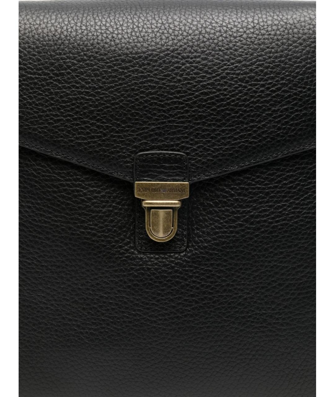 EMPORIO ARMANI Черная кожаная сумка на плечо, фото 2