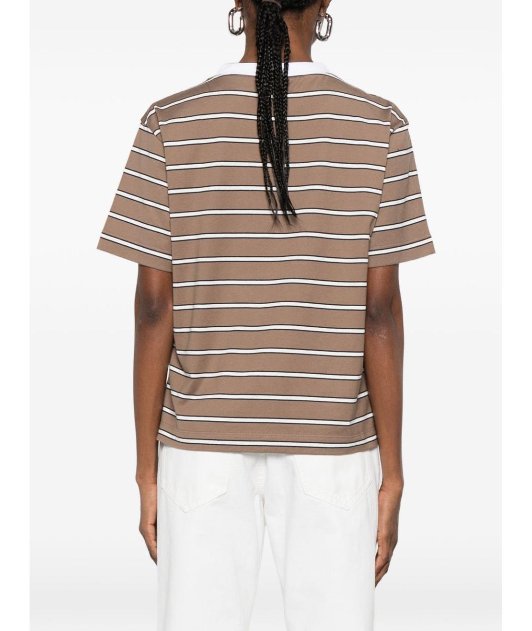 BRUNELLO CUCINELLI Коричневая хлопковая футболка, фото 4