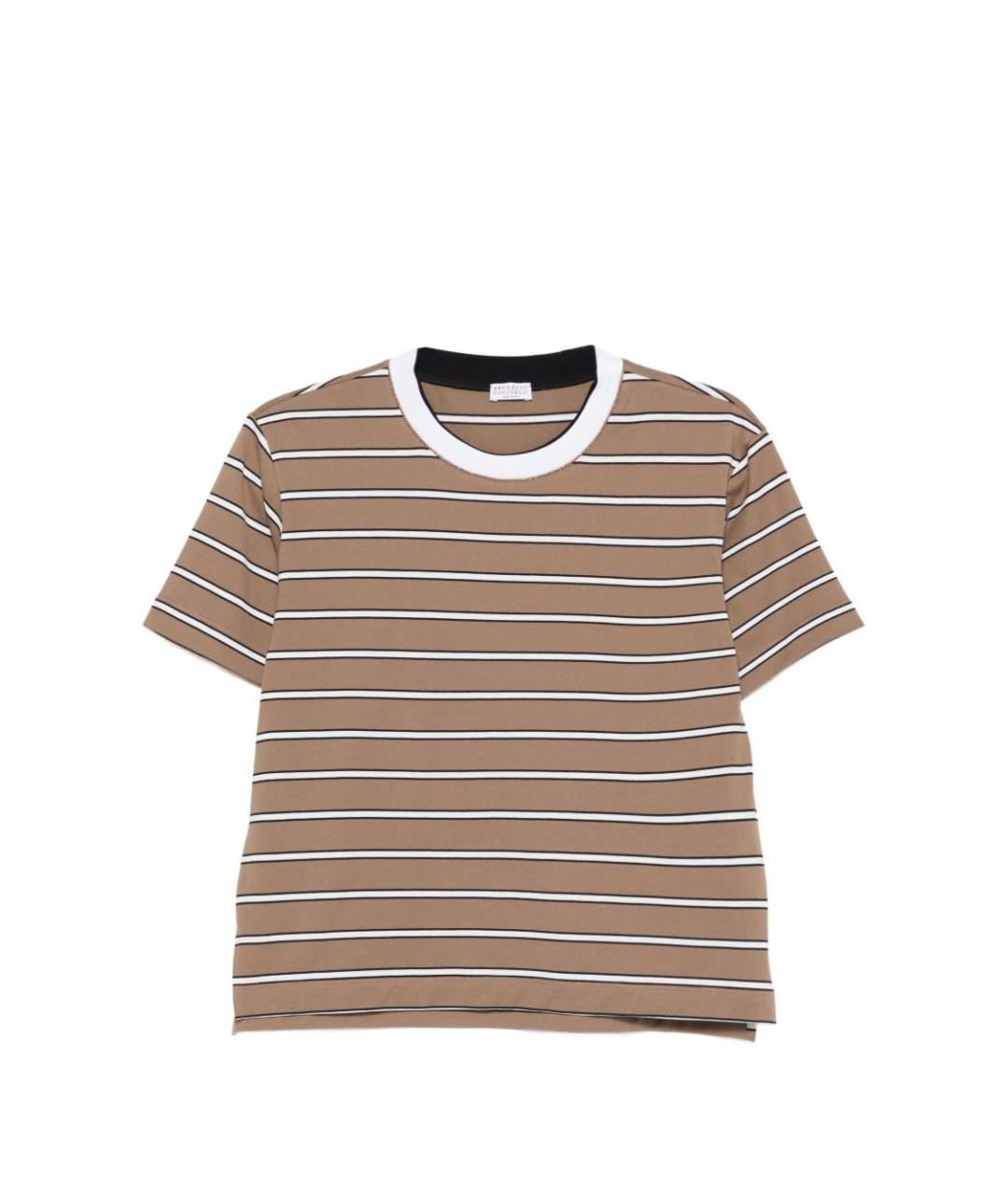 BRUNELLO CUCINELLI Коричневая хлопковая футболка, фото 1