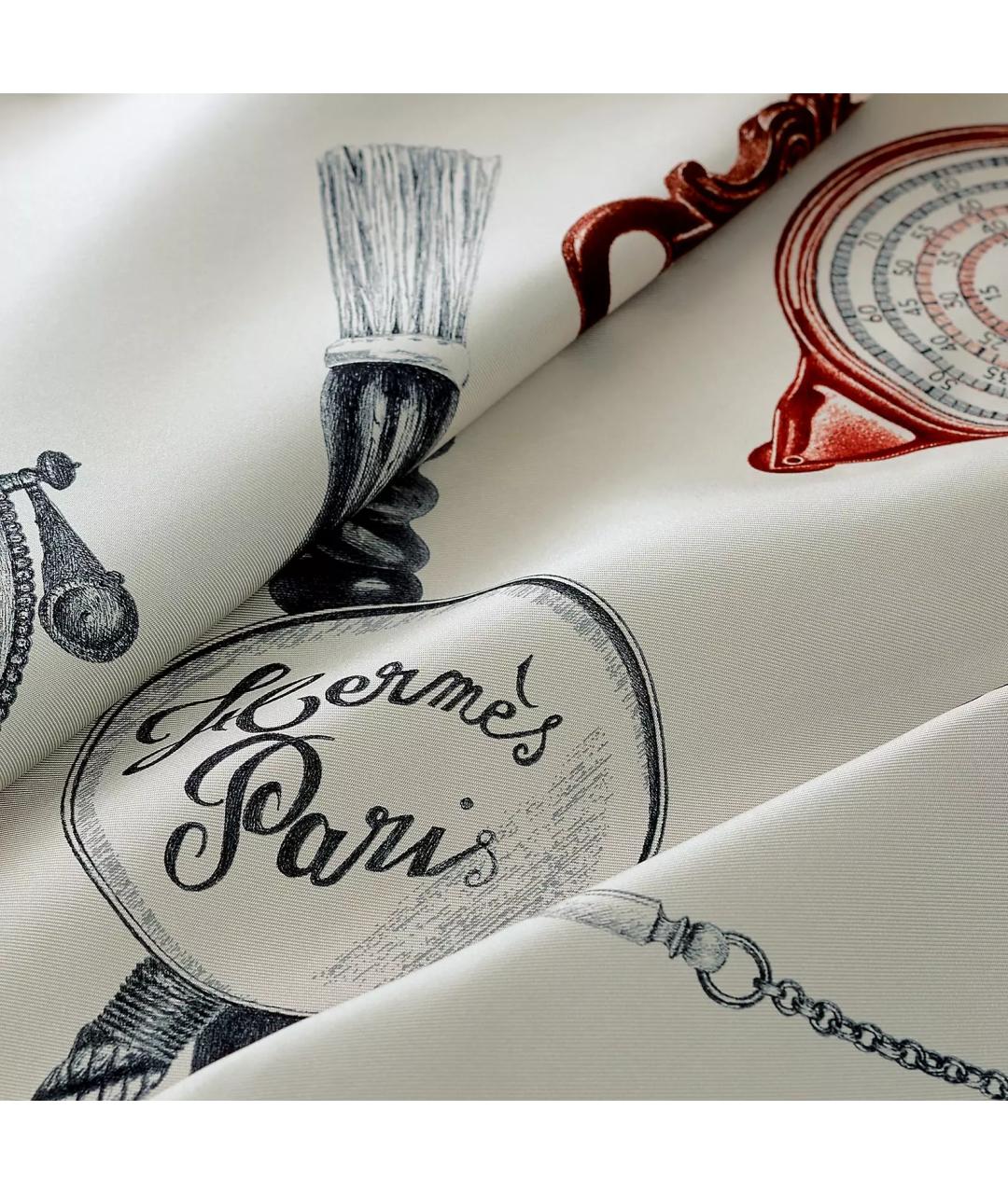 HERMES Бежевый шелковый платок, фото 3