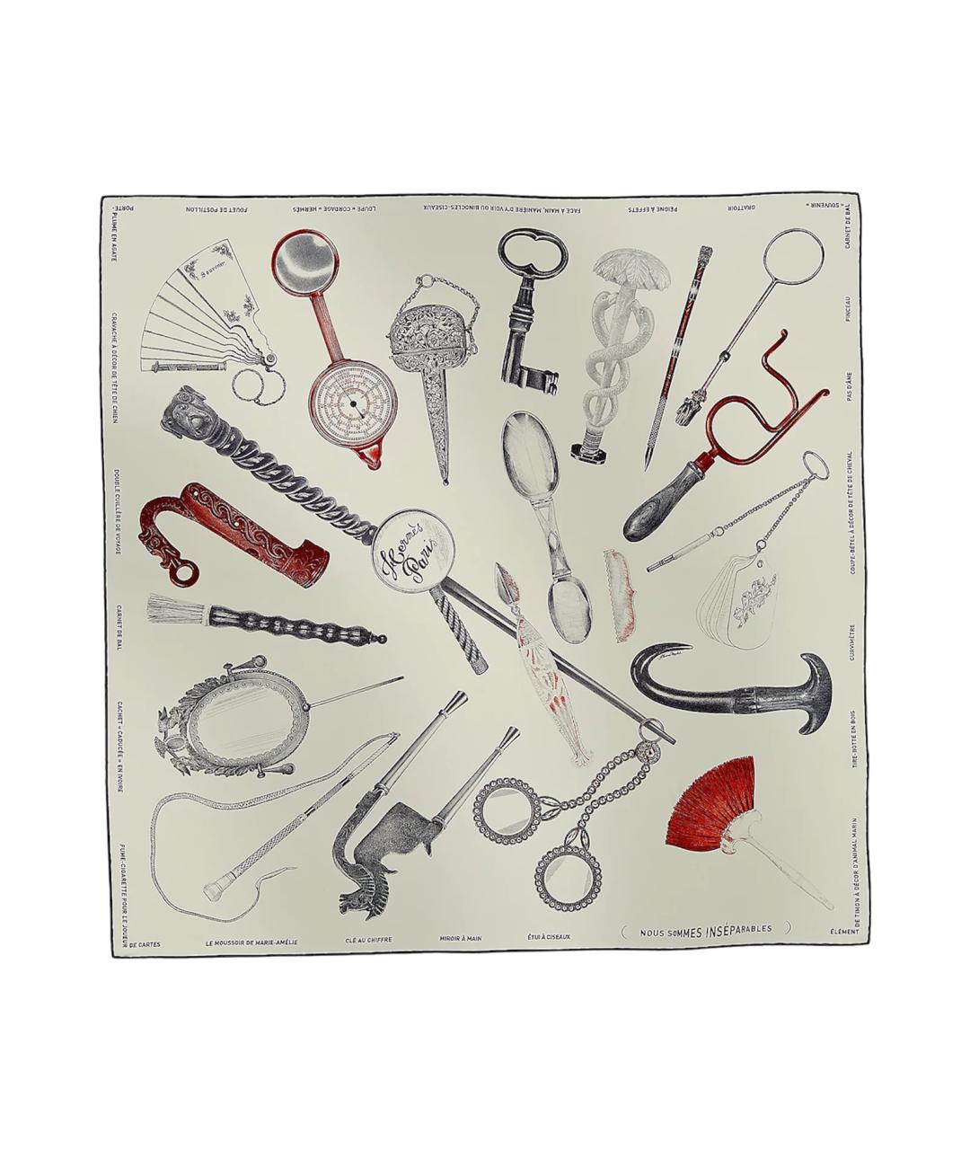 HERMES Бежевый шелковый платок, фото 1