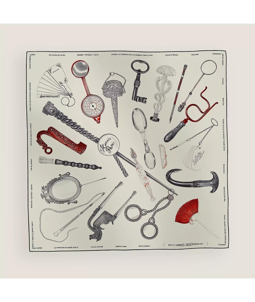 HERMES Бежевый шелковый платок, фото 2