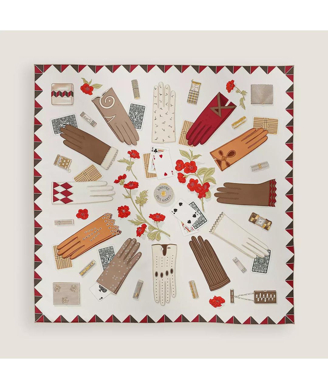 HERMES Белый шелковый платок, фото 2