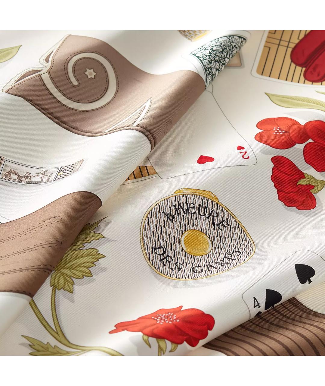 HERMES Белый шелковый платок, фото 3