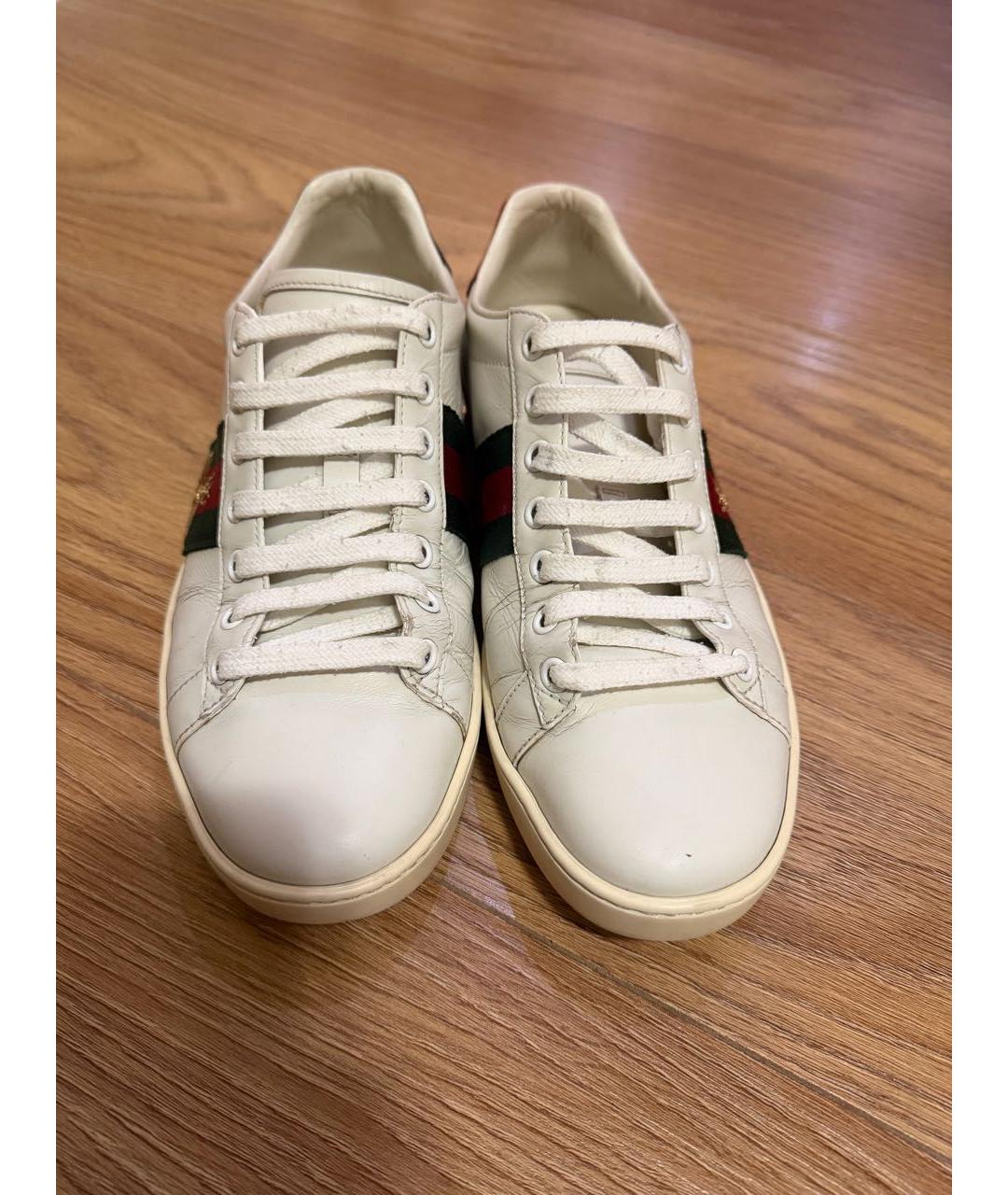 GUCCI Белые кожаные кеды, фото 2