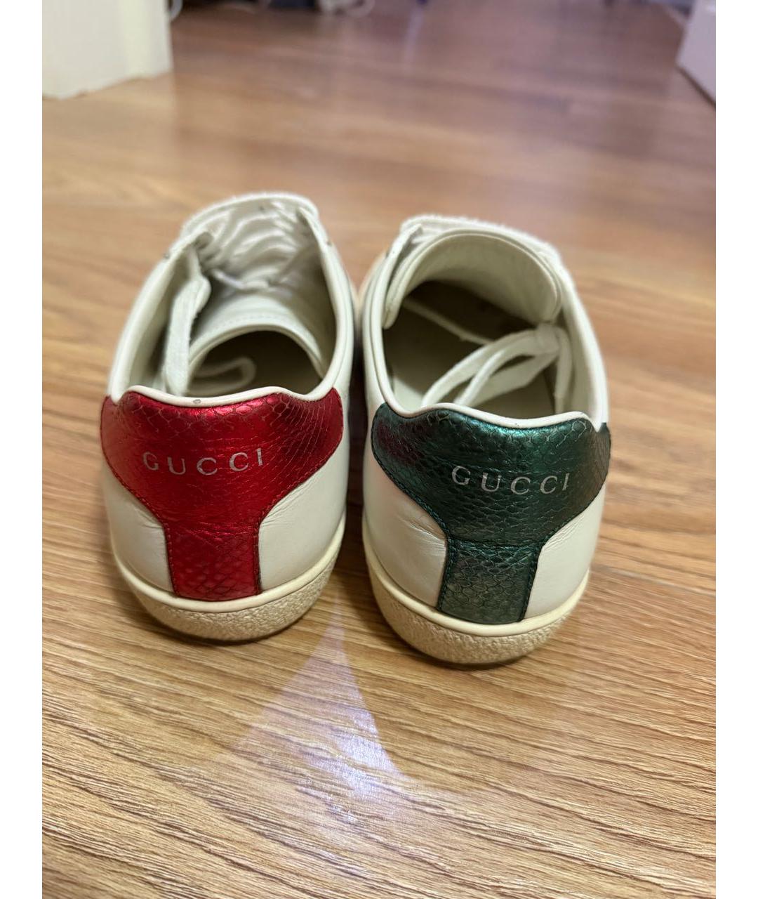 GUCCI Белые кожаные кеды, фото 4