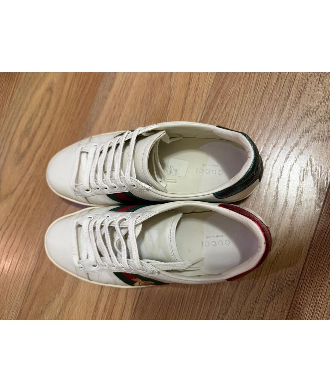 GUCCI Белые кожаные кеды, фото 3