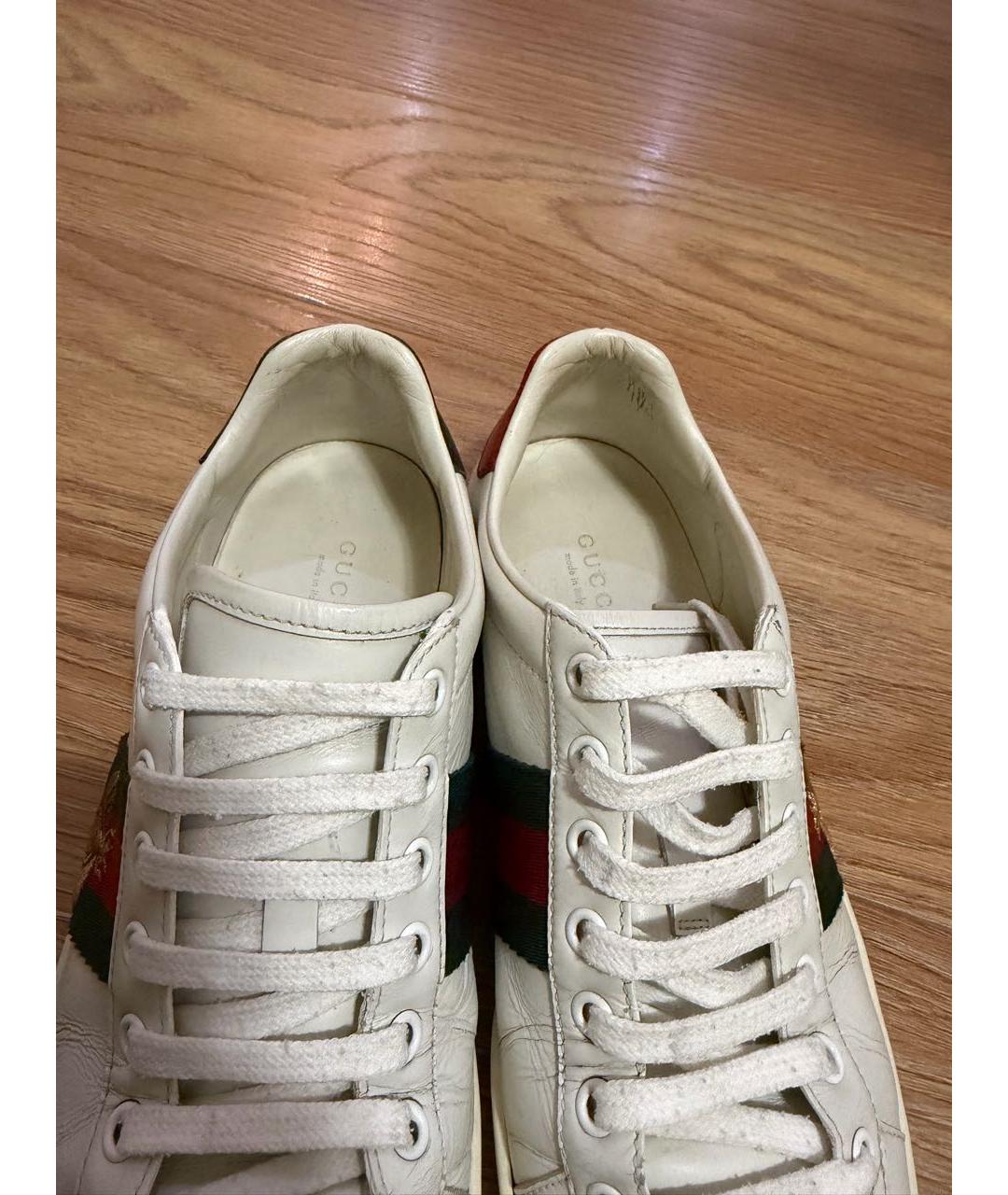 GUCCI Белые кожаные кеды, фото 5