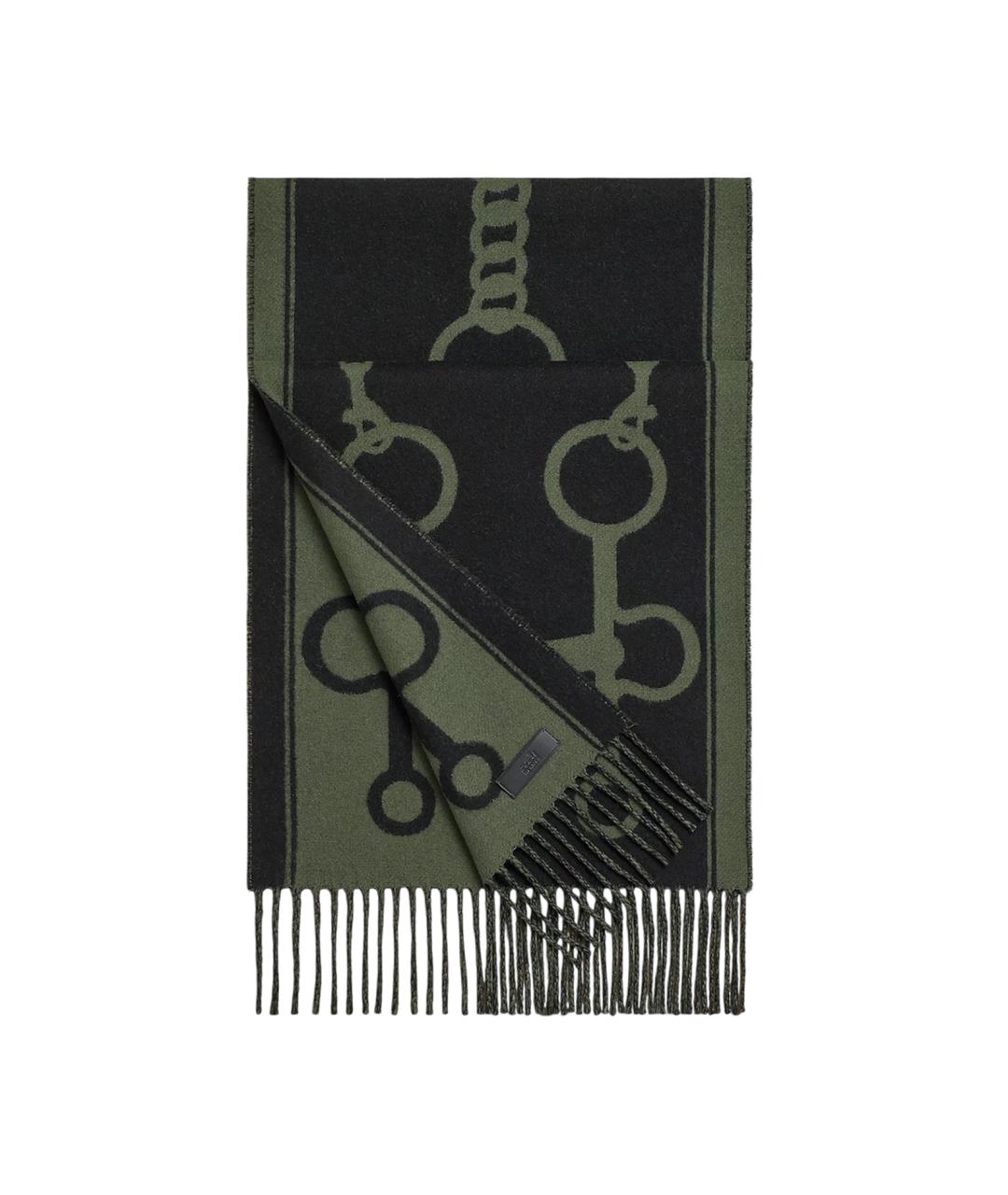 HERMES Зеленый кашемировый шарф, фото 1
