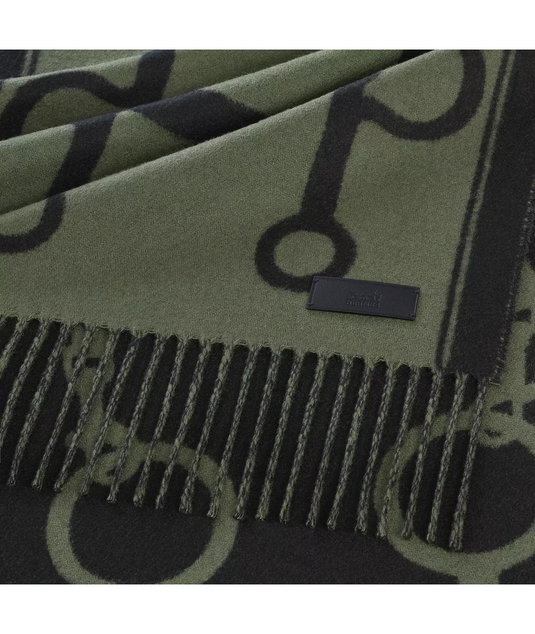 HERMES Зеленый кашемировый шарф, фото 3