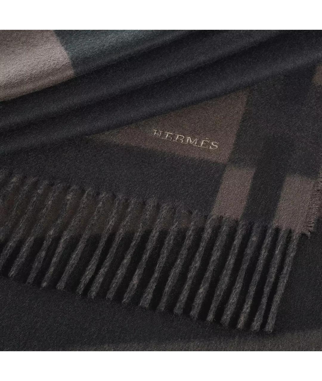 HERMES Коричневый кашемировый шарф, фото 3
