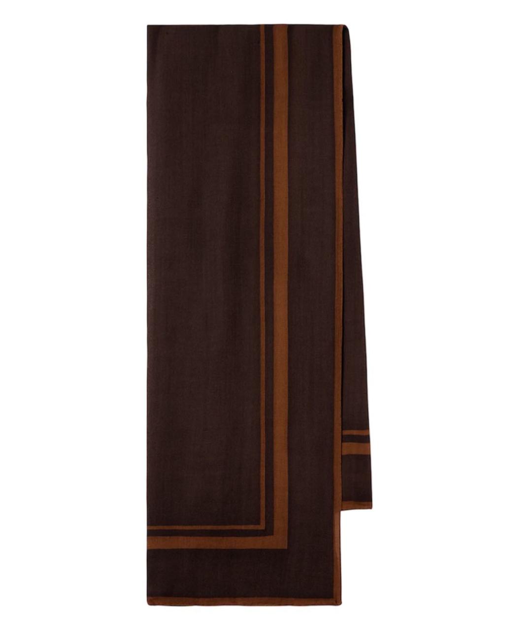 SAINT LAURENT Коричневый шерстяной платок, фото 1