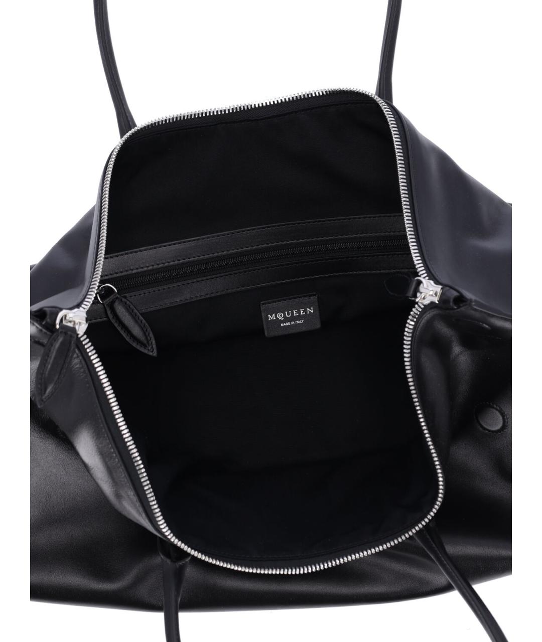 ALEXANDER MCQUEEN Черная кожаная сумка тоут, фото 4