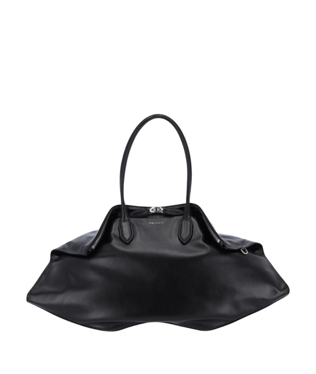 ALEXANDER MCQUEEN Черная кожаная сумка тоут, фото 1