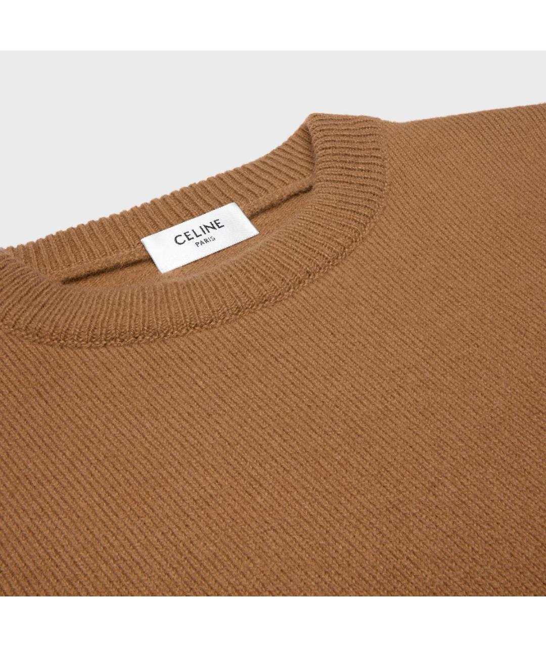 CELINE Горчичный шерстяной джемпер / свитер, фото 3