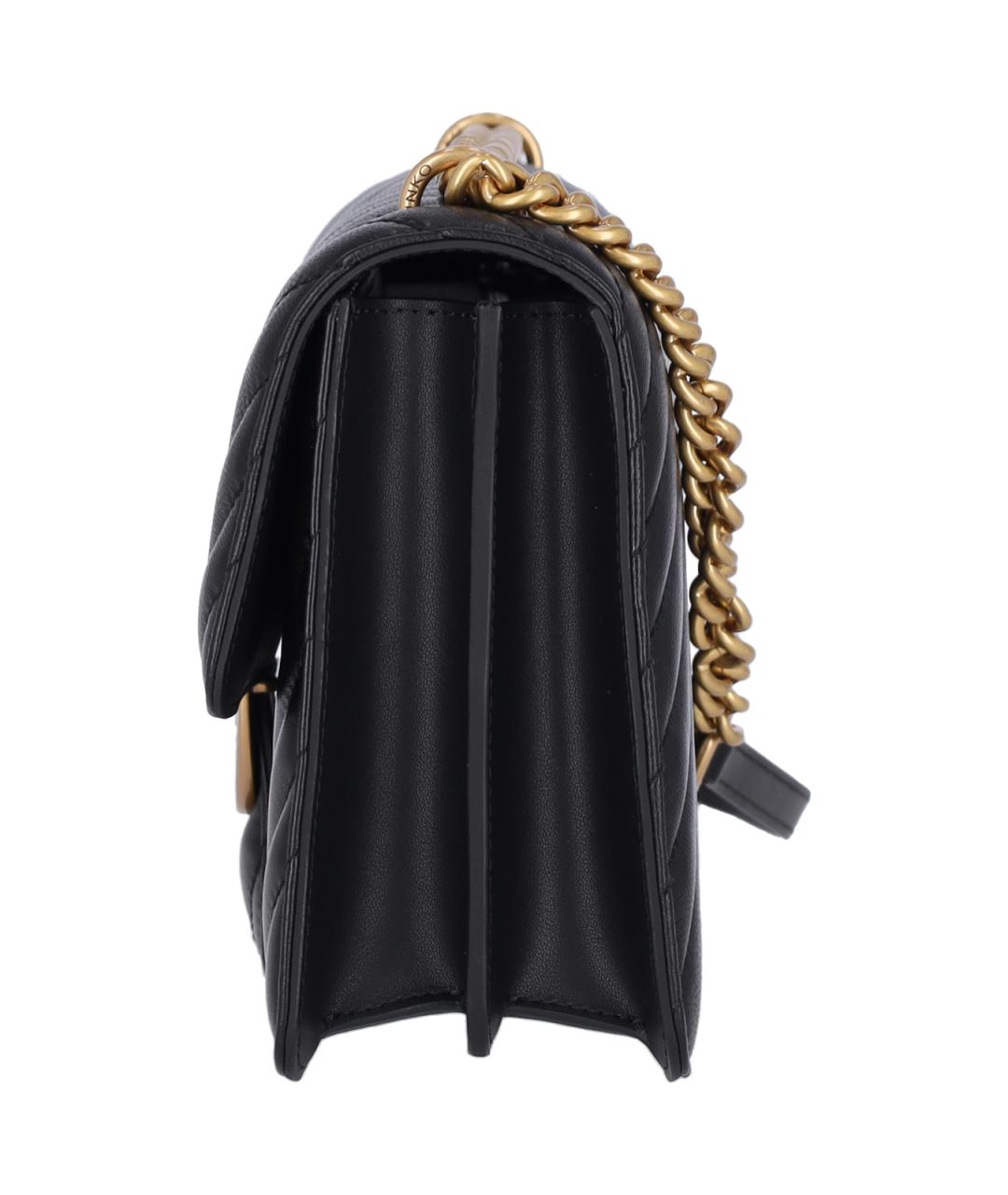 PINKO Черная кожаная сумка через плечо, фото 5