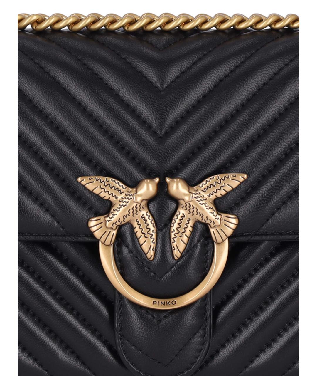 PINKO Черная кожаная сумка через плечо, фото 4