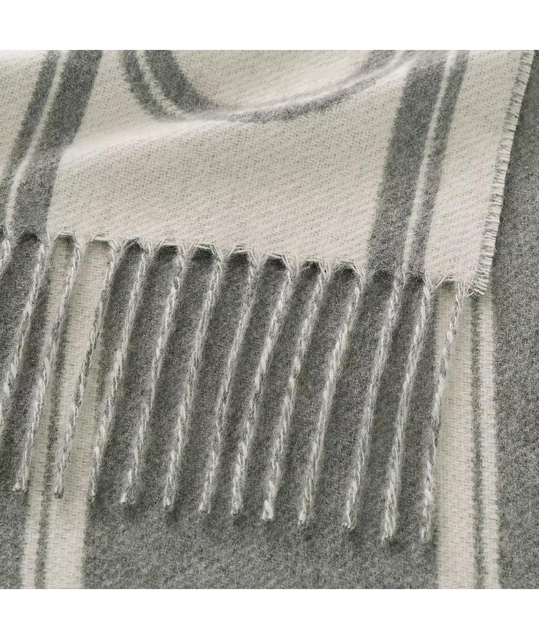 HERMES Серый кашемировый шарф, фото 3