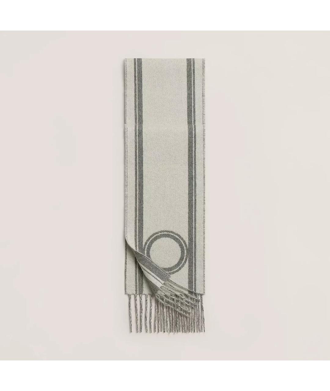 HERMES Серый кашемировый шарф, фото 2
