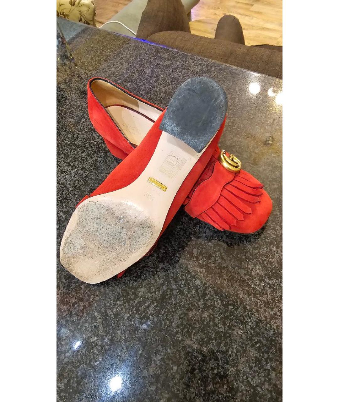 GUCCI Красные замшевые туфли, фото 5