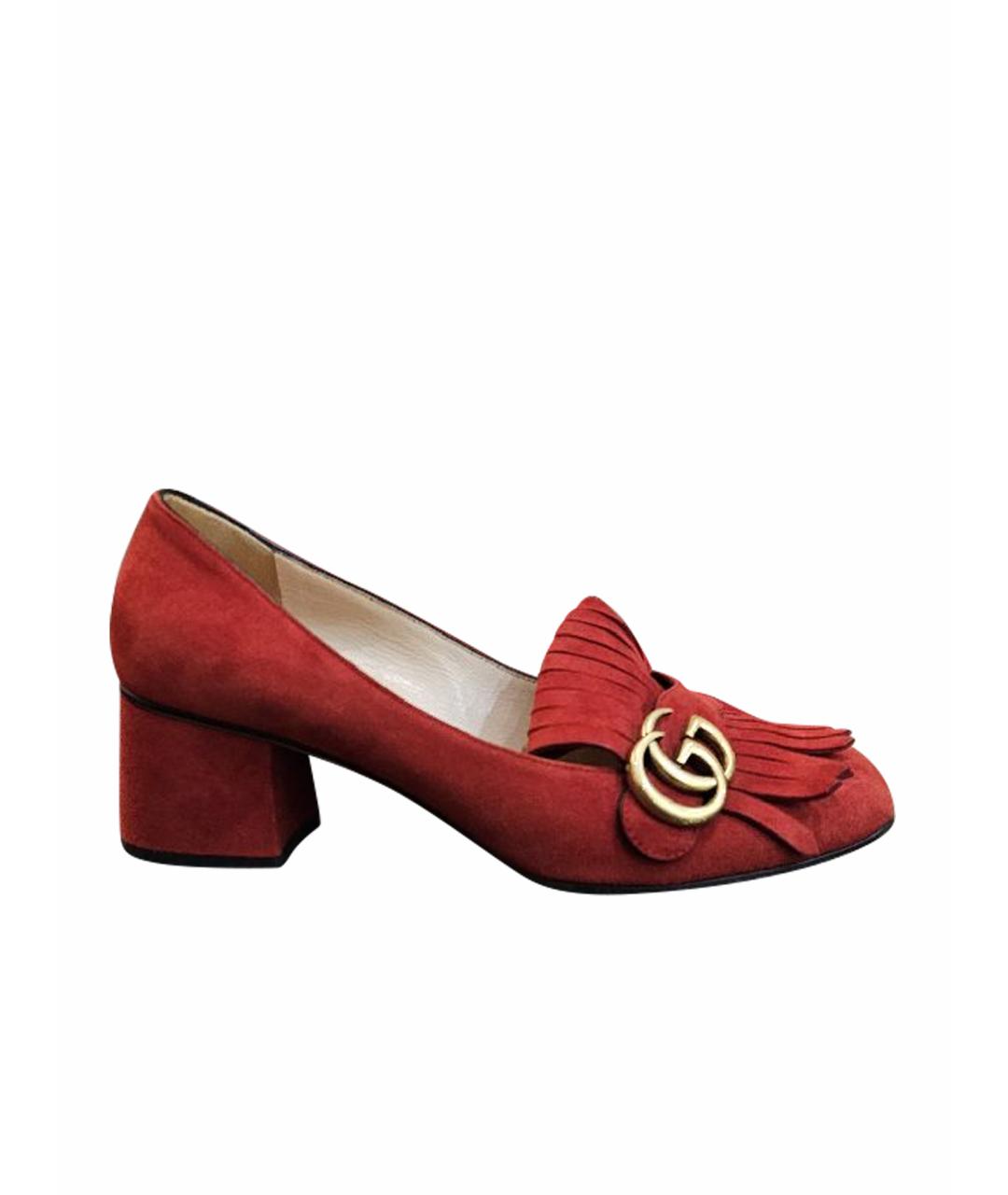 GUCCI Красные замшевые туфли, фото 1