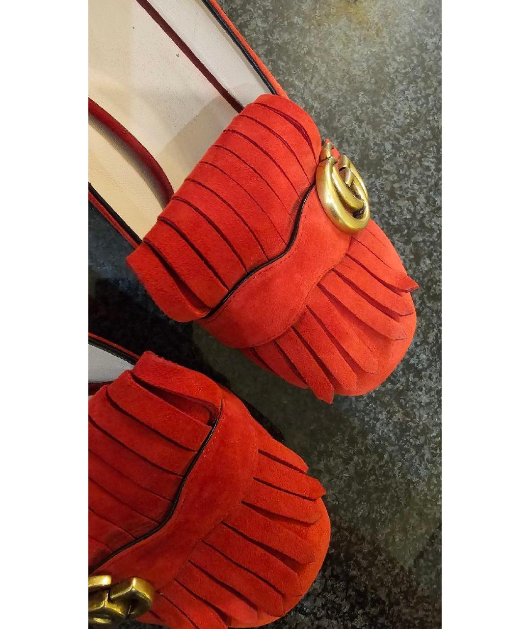 GUCCI Красные замшевые туфли, фото 6