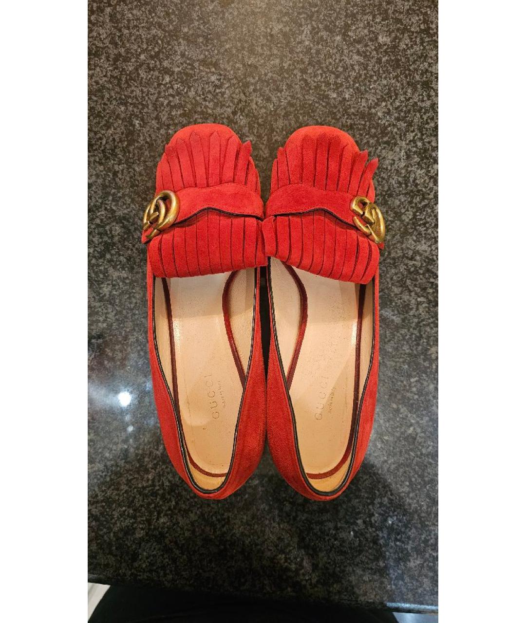 GUCCI Красные замшевые туфли, фото 3