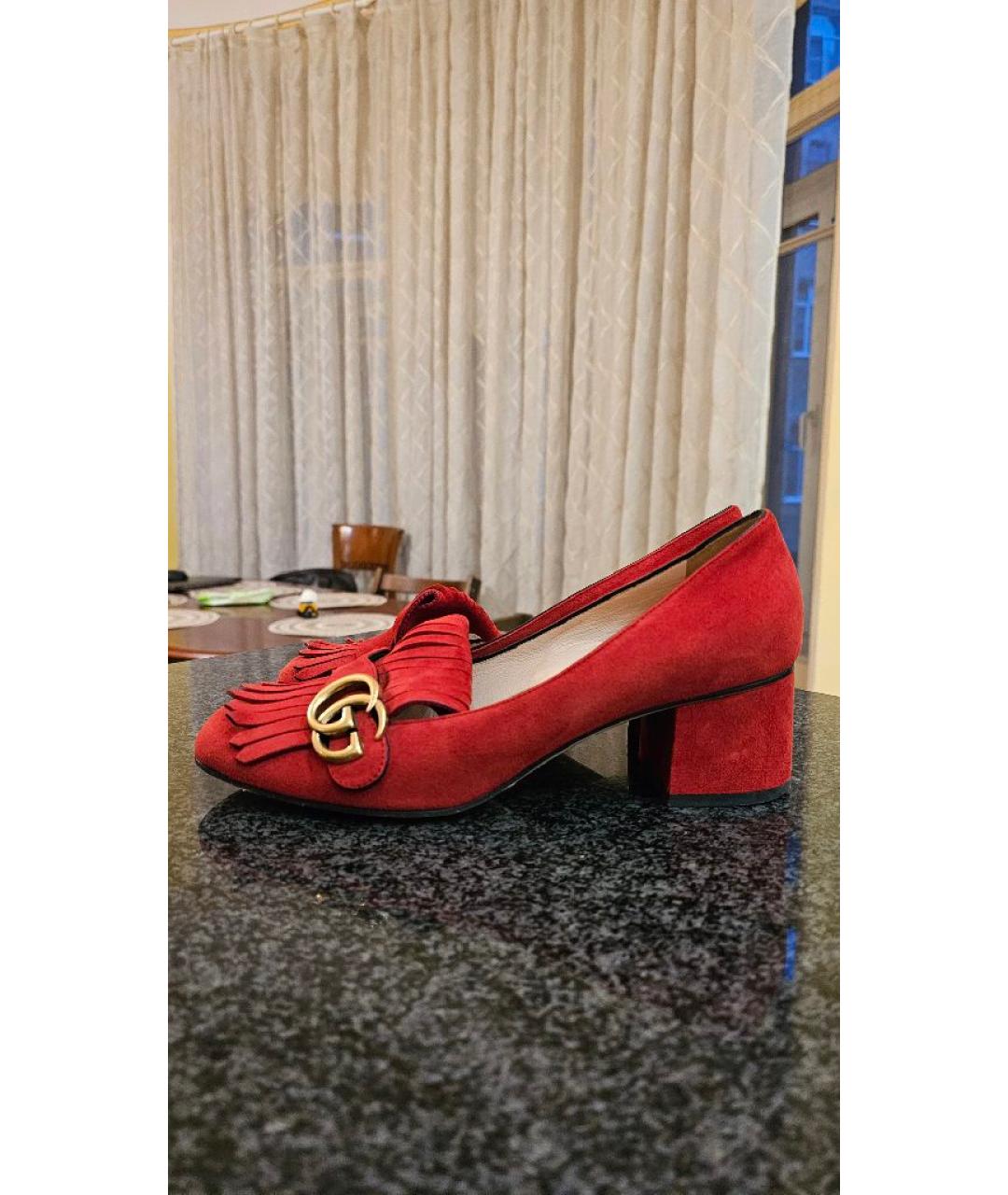 GUCCI Красные замшевые туфли, фото 9