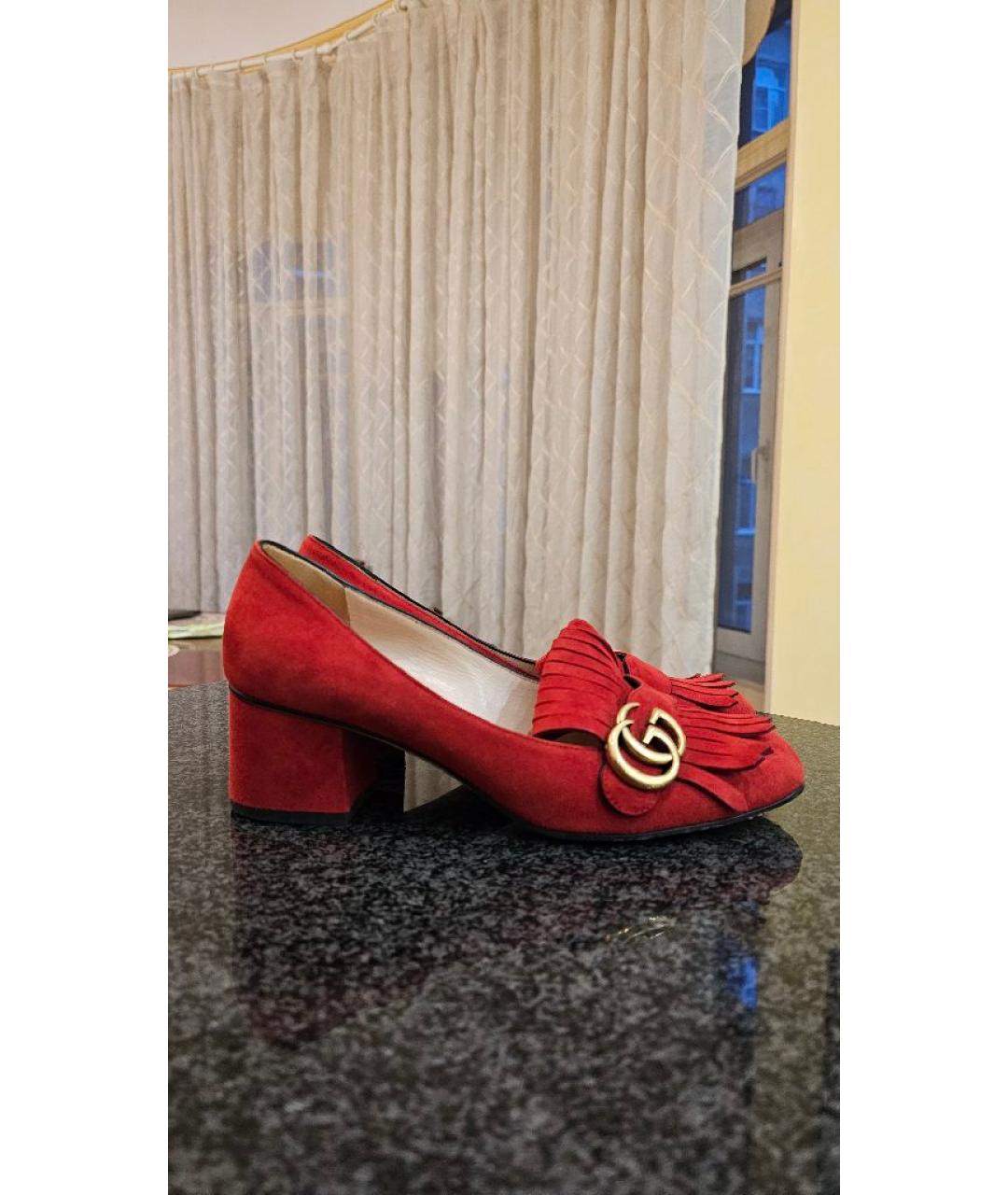 GUCCI Красные замшевые туфли, фото 10