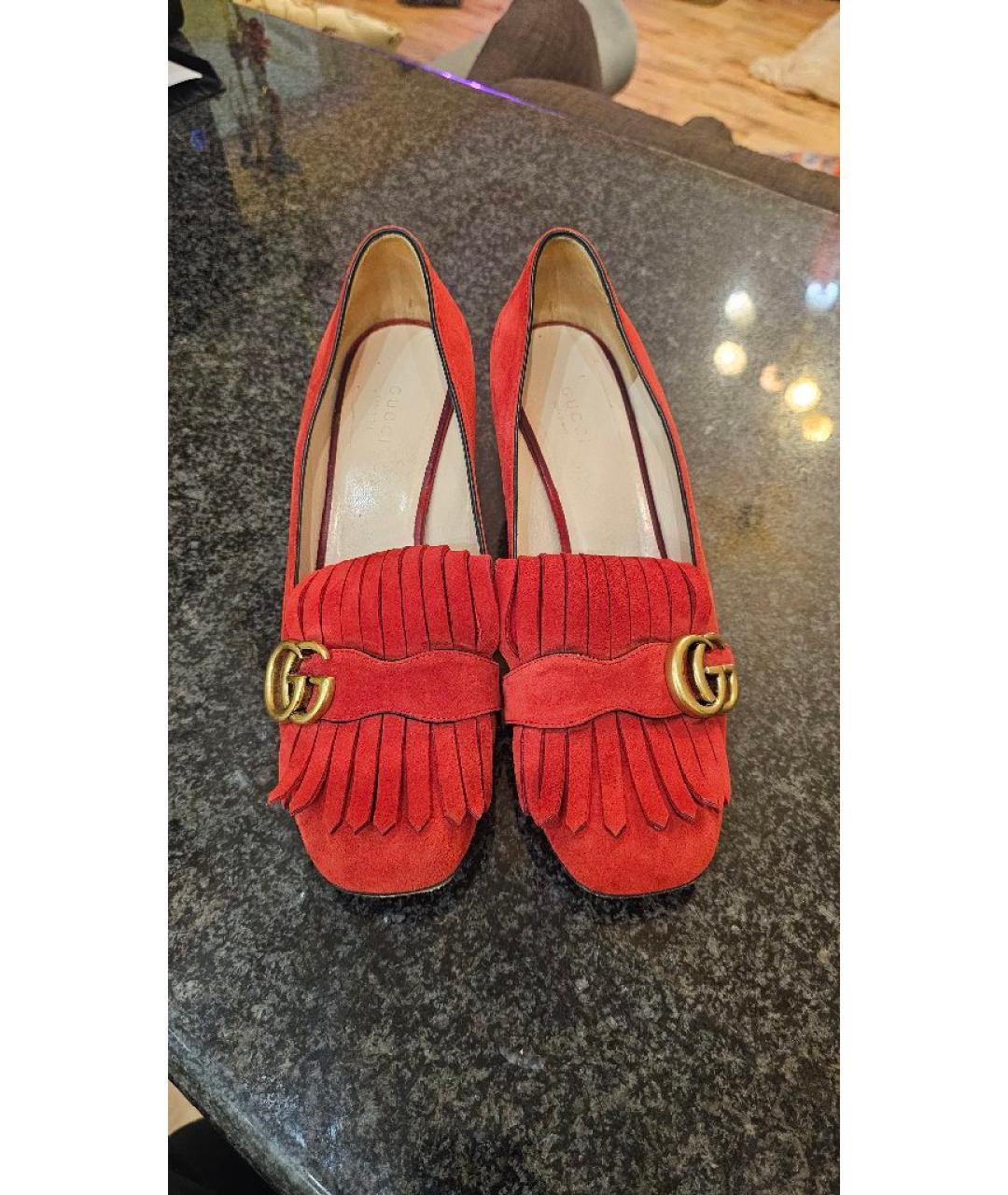 GUCCI Красные замшевые туфли, фото 2