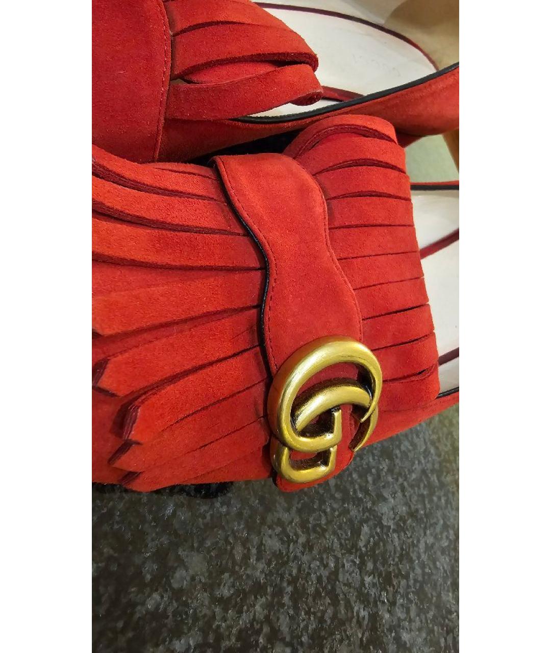 GUCCI Красные замшевые туфли, фото 7
