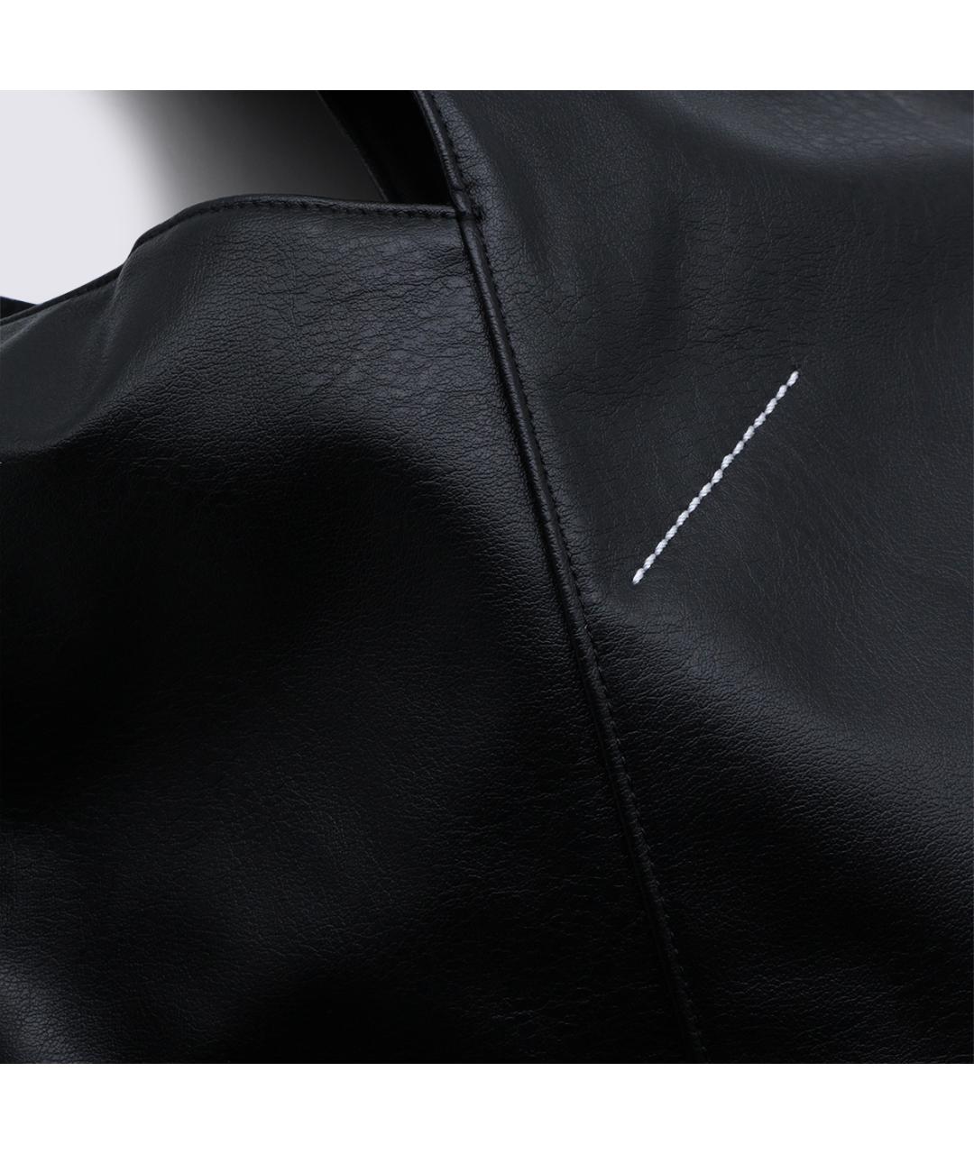 MM6 MAISON MARGIELA Черная кожаная сумка тоут, фото 2