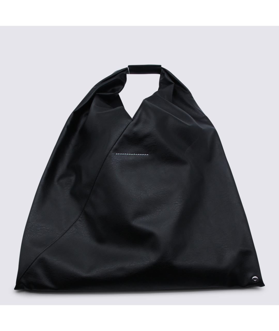 MM6 MAISON MARGIELA Черная кожаная сумка тоут, фото 3