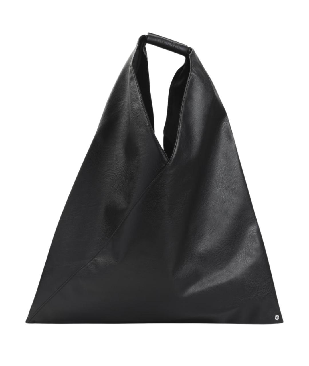 MM6 MAISON MARGIELA Черная кожаная сумка тоут, фото 1