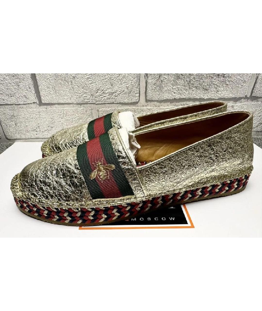 GUCCI Золотые кожаные эспадрильи, фото 7