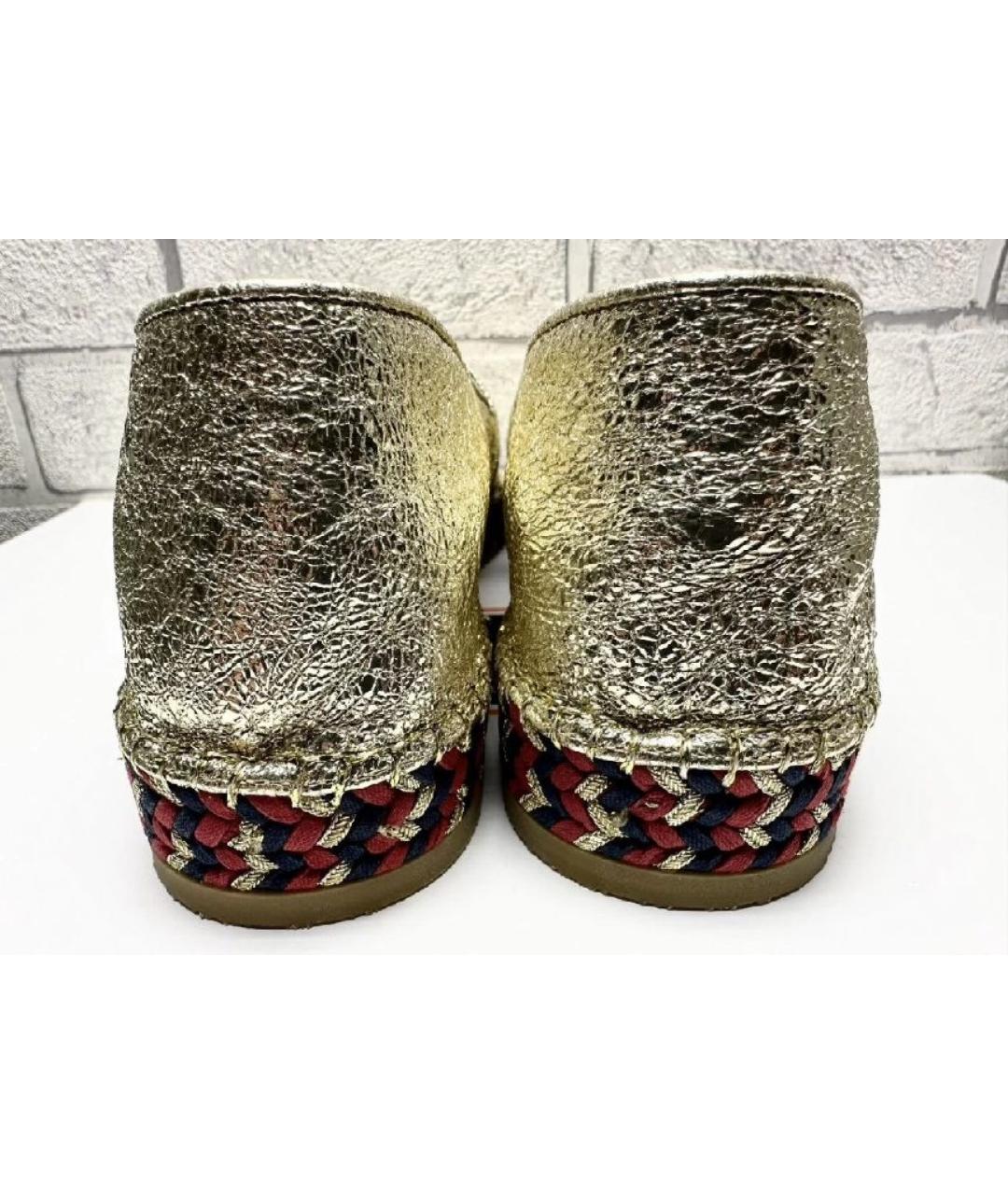 GUCCI Золотые кожаные эспадрильи, фото 4