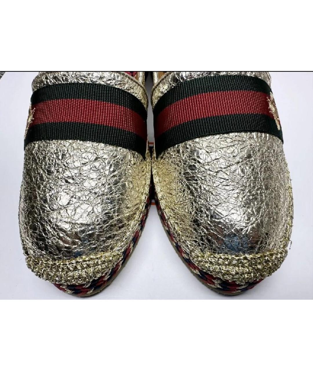 GUCCI Золотые кожаные эспадрильи, фото 5