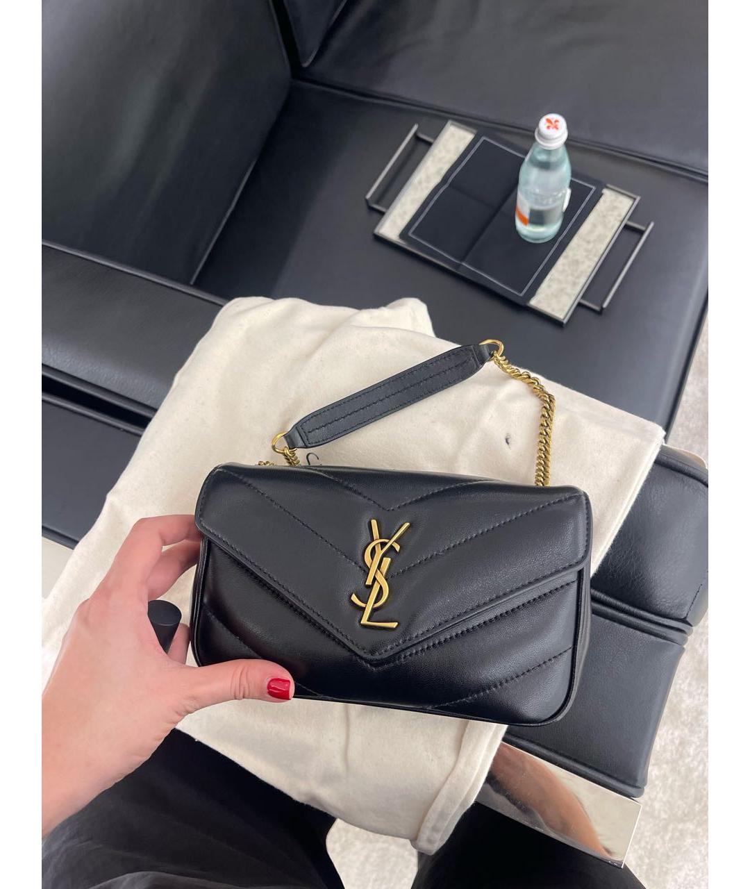 SAINT LAURENT Черная кожаная сумка через плечо, фото 3