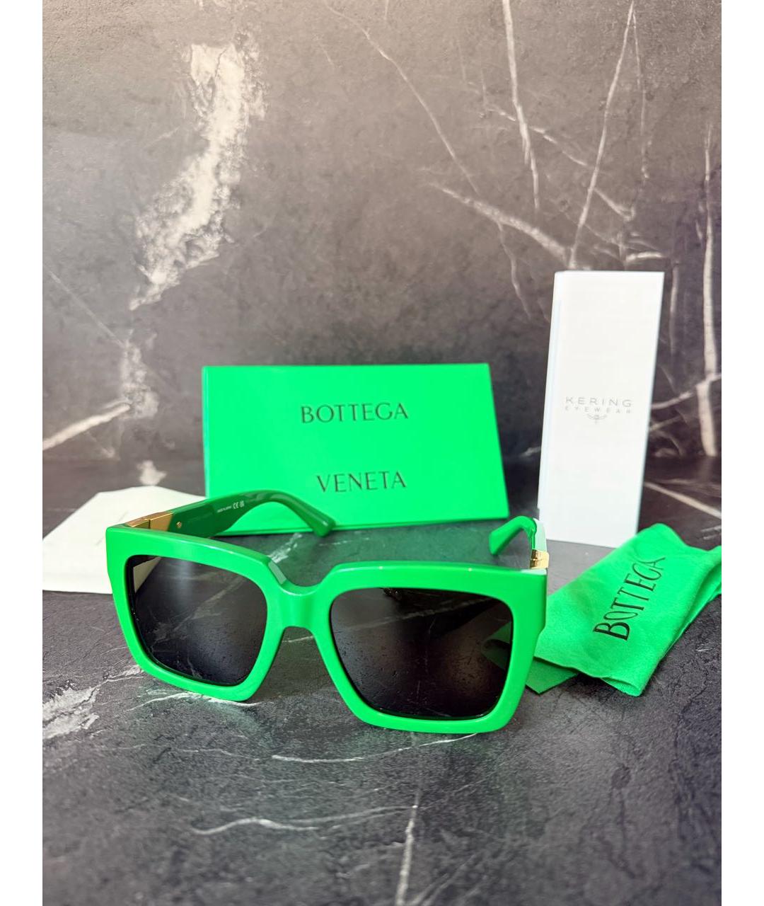 BOTTEGA VENETA Зеленые пластиковые солнцезащитные очки, фото 9