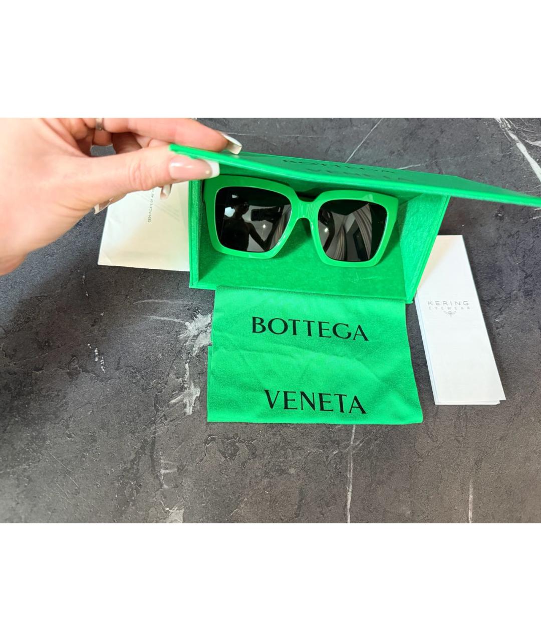 BOTTEGA VENETA Зеленые пластиковые солнцезащитные очки, фото 5