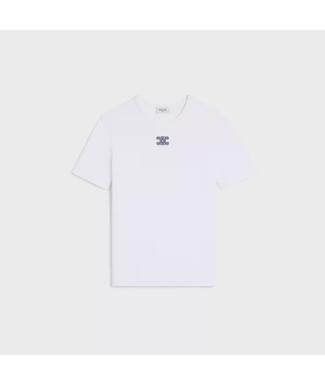 CELINE Белая хлопковая футболка, фото 4