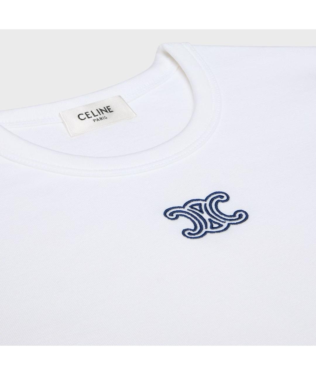 CELINE Белая хлопковая футболка, фото 3