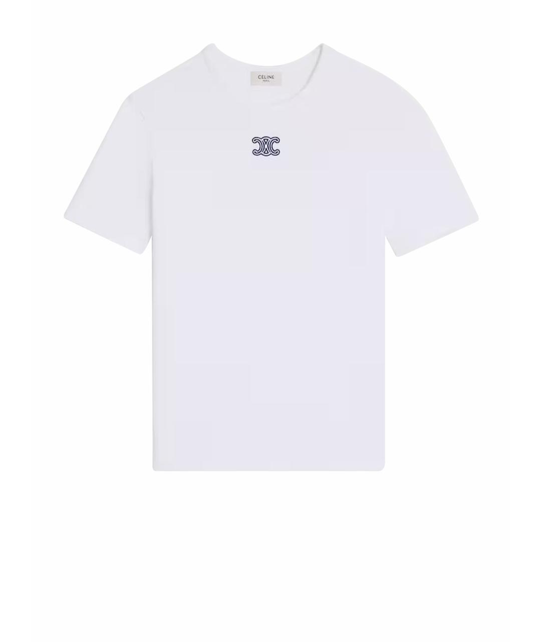 CELINE Белая хлопковая футболка, фото 1