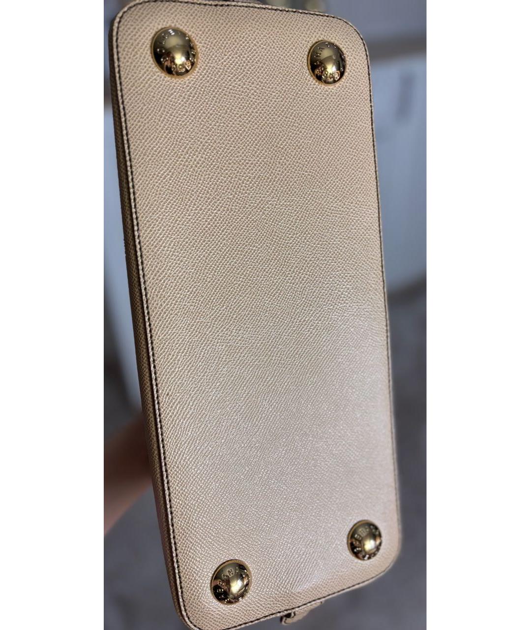 DOLCE&GABBANA Бежевая кожаная сумка через плечо, фото 6