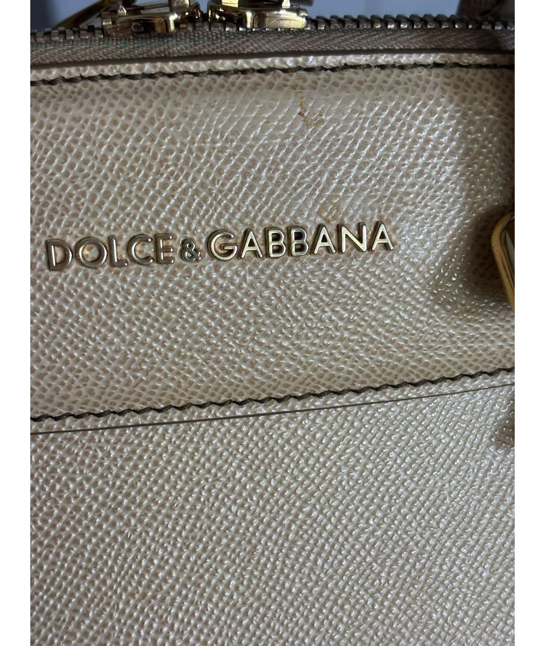 DOLCE&GABBANA Бежевая кожаная сумка через плечо, фото 5