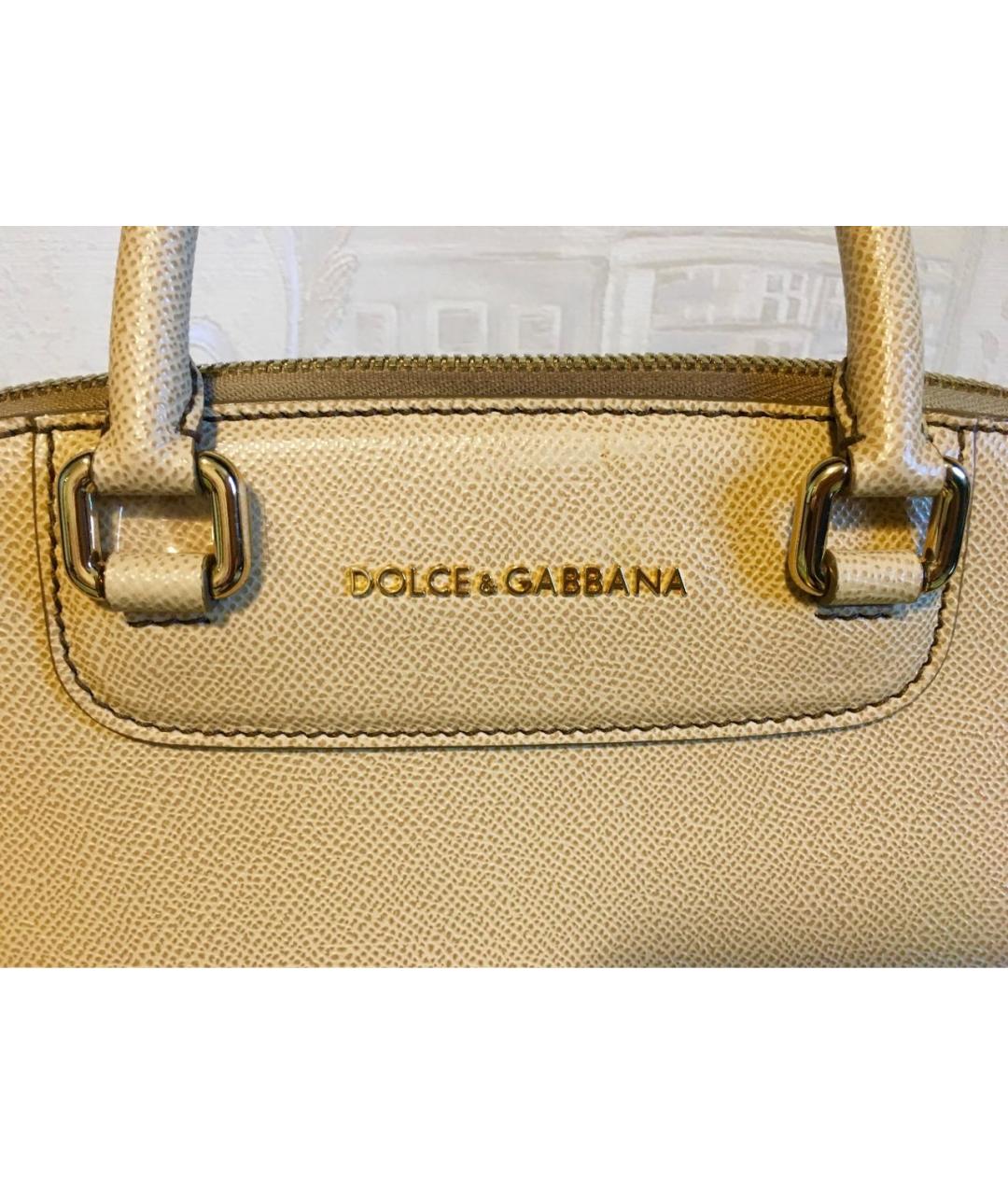 DOLCE&GABBANA Бежевая кожаная сумка через плечо, фото 8
