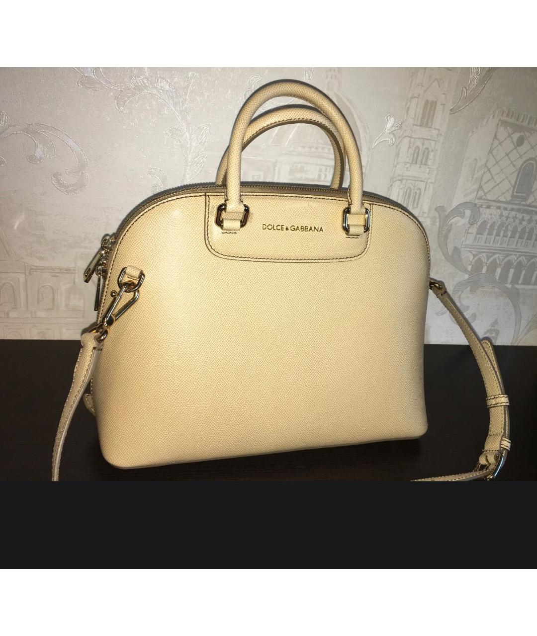 DOLCE&GABBANA Бежевая кожаная сумка через плечо, фото 2