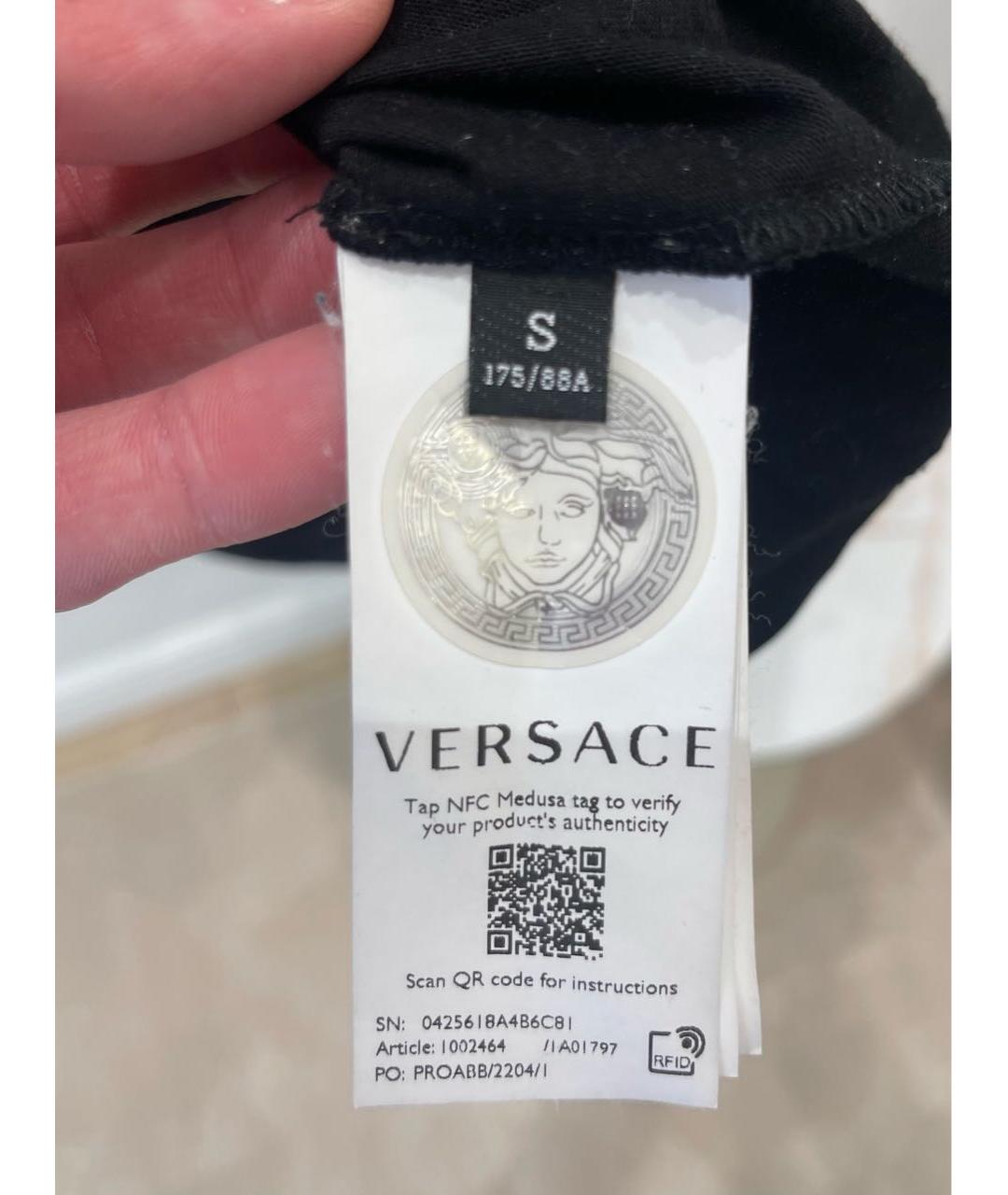 VERSACE Черная хлопковая футболка, фото 2